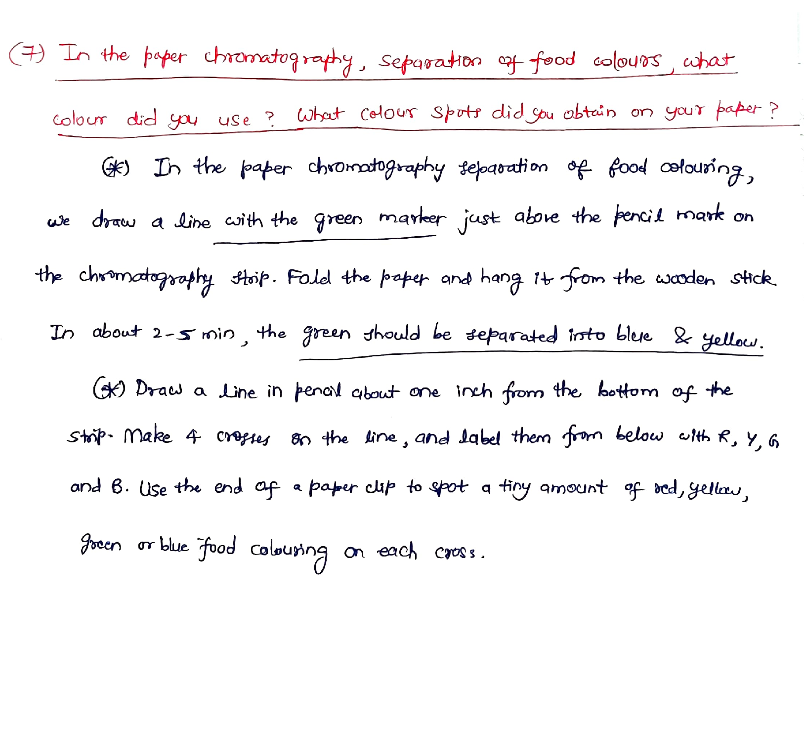 Solved In the paper chromatography separation of food coloring, what