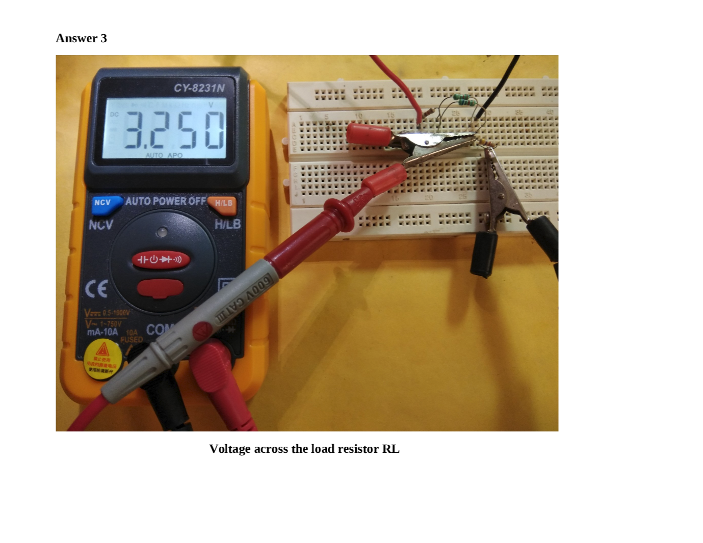 Solved Measure the voltage across the load resistor RL with your DMM