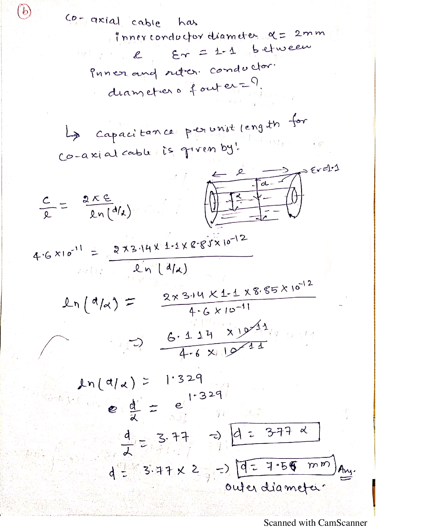 Solved A coaxial cable transmission line has capacitance per unit length C = TutorBin
