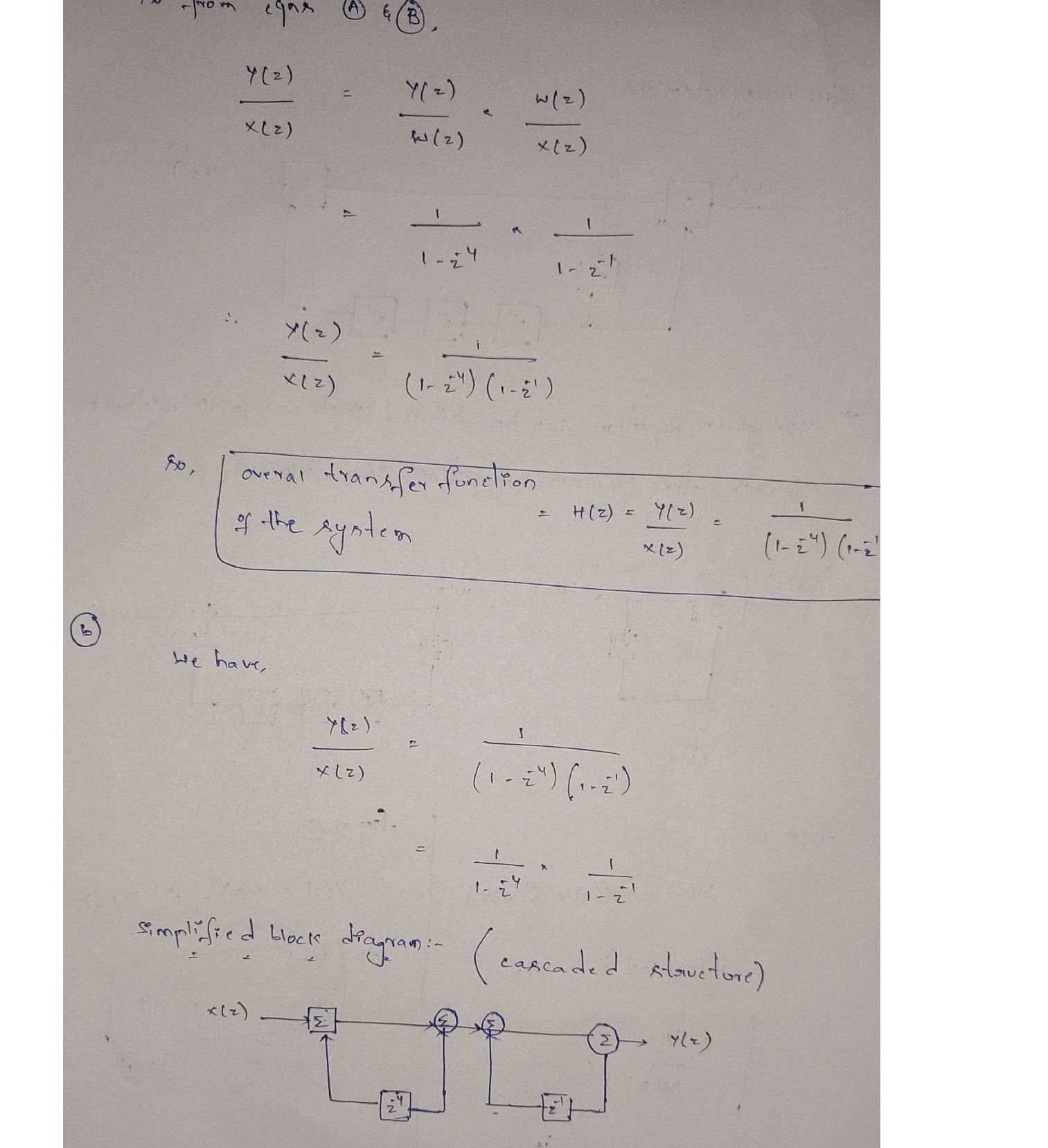 Solved a. Determine the overall transfer function of the system shown