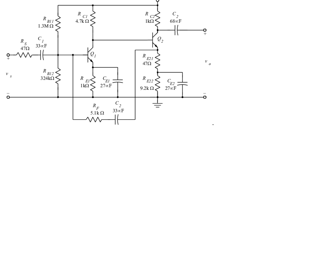 Solved The feedback amplifier shown uses identical transistors with B = 200 TutorBin