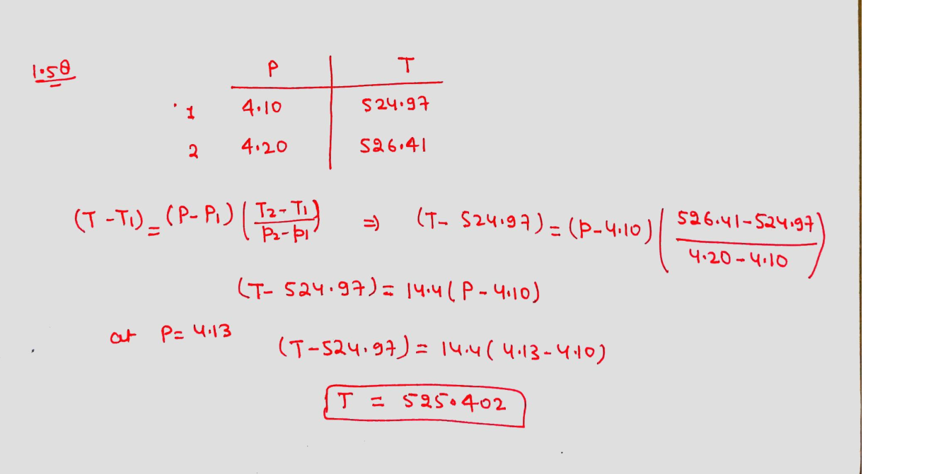 Solved: For the following tabular data, apply linear interpolation to ...