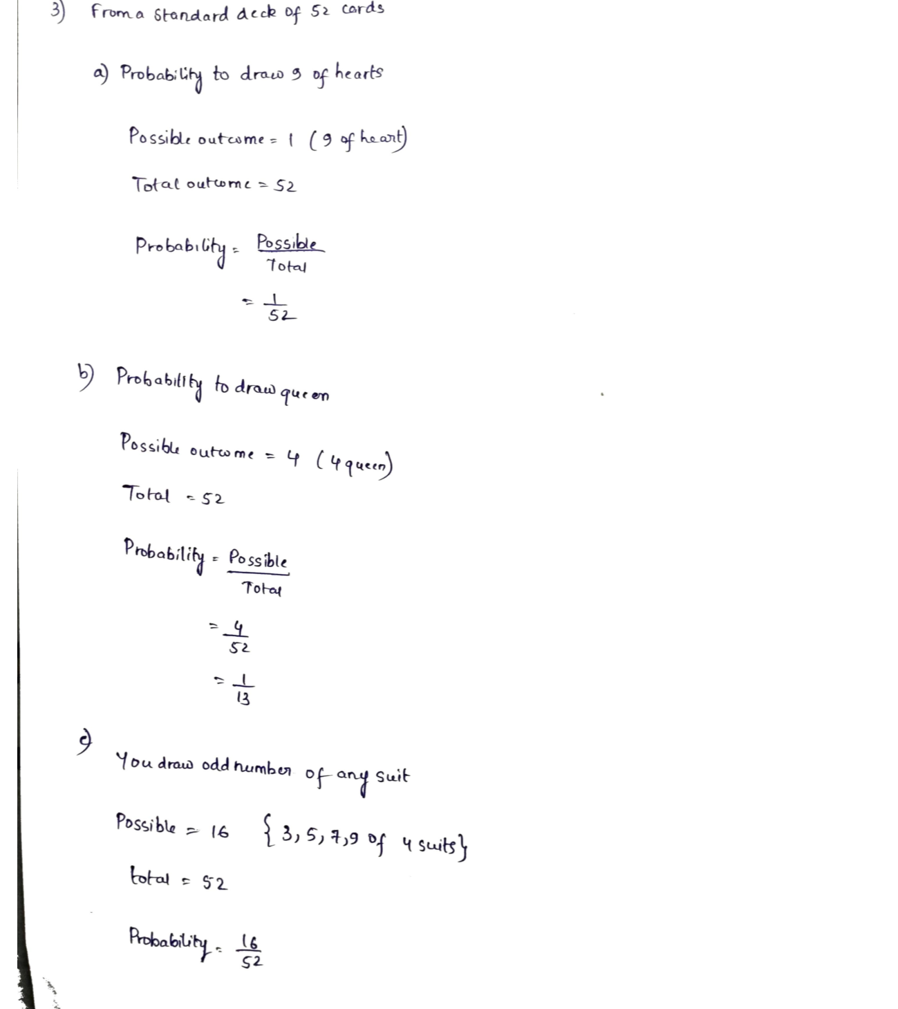 Solved 3. From a standard deck of 52 playing cards. Find the following