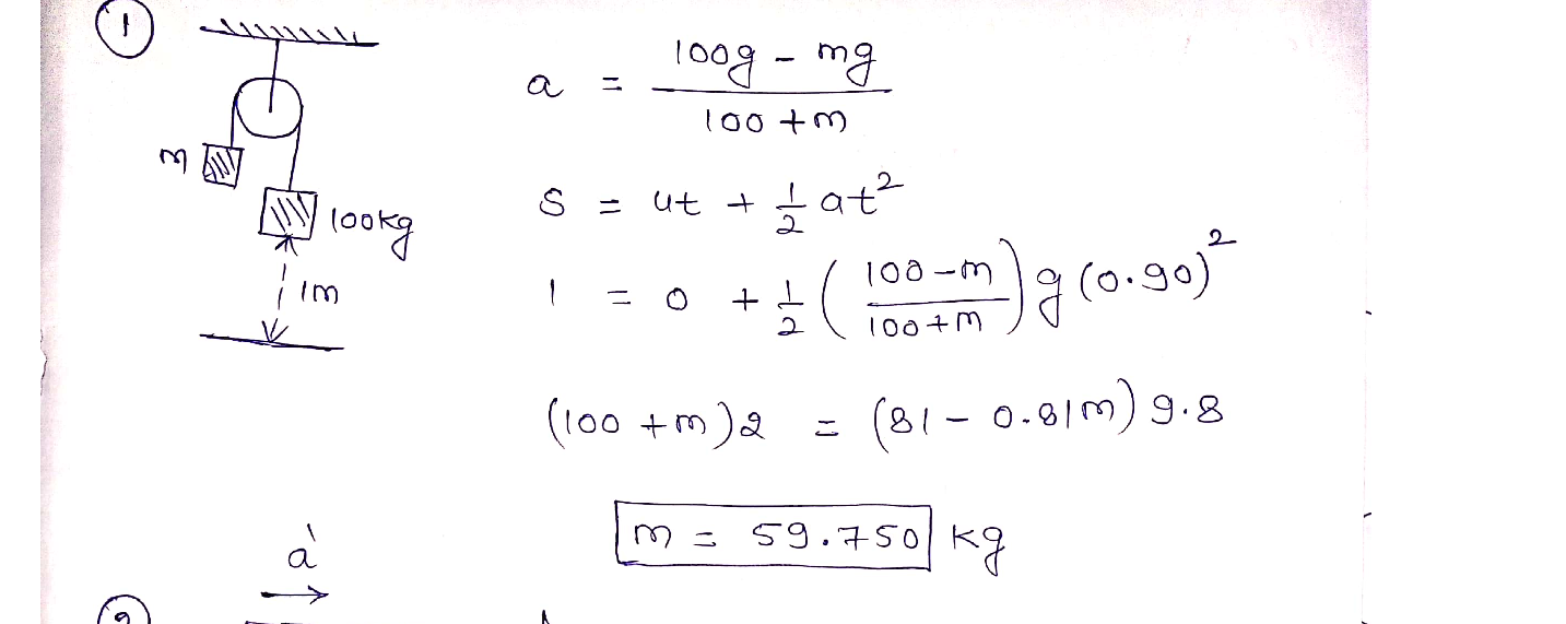 Solved 1.(5 points) The figure shows a 100kg block being released